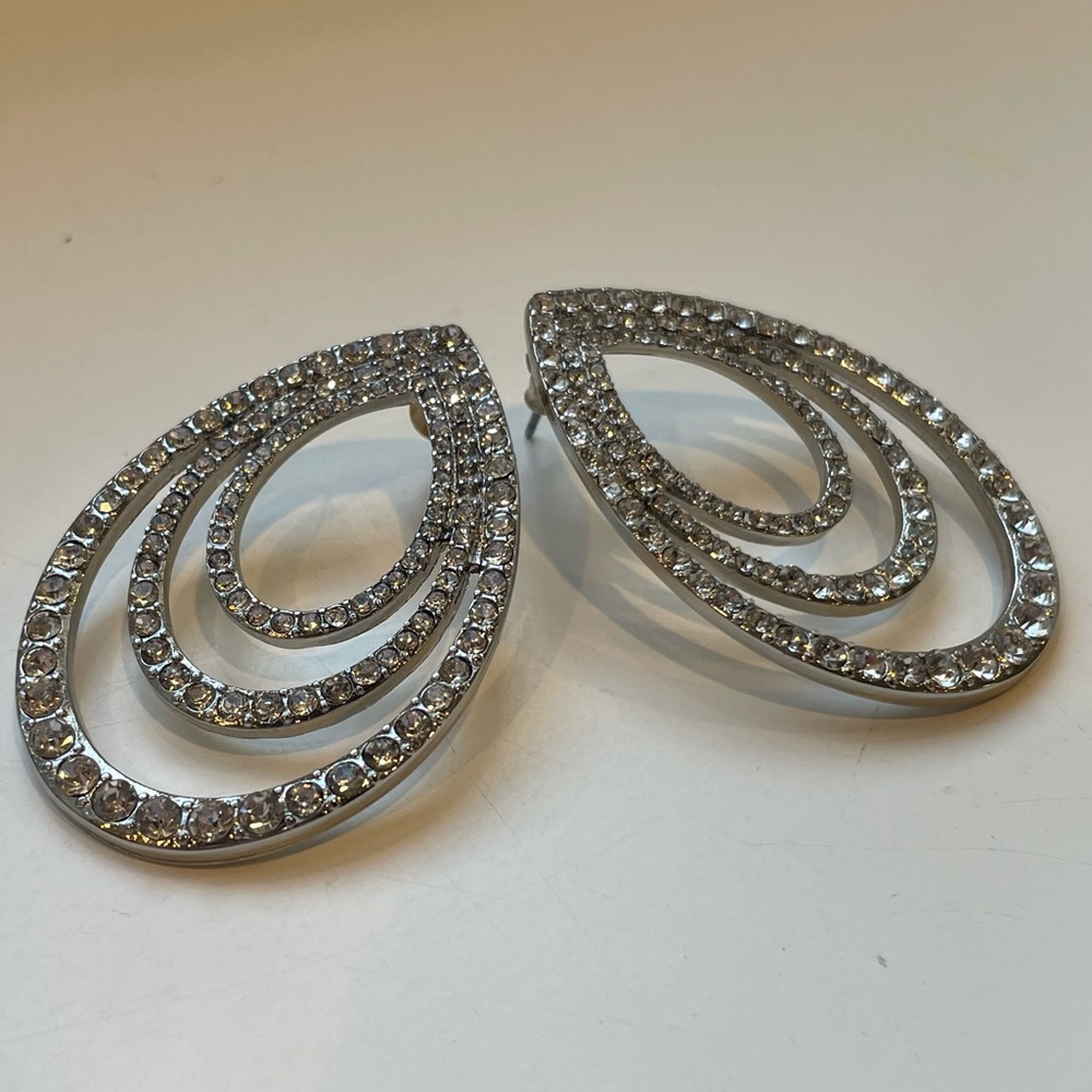 White Gold Teardrop Post Earrings